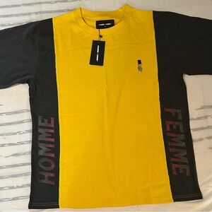 Homme Femme Yellow and Black Men's Shirt